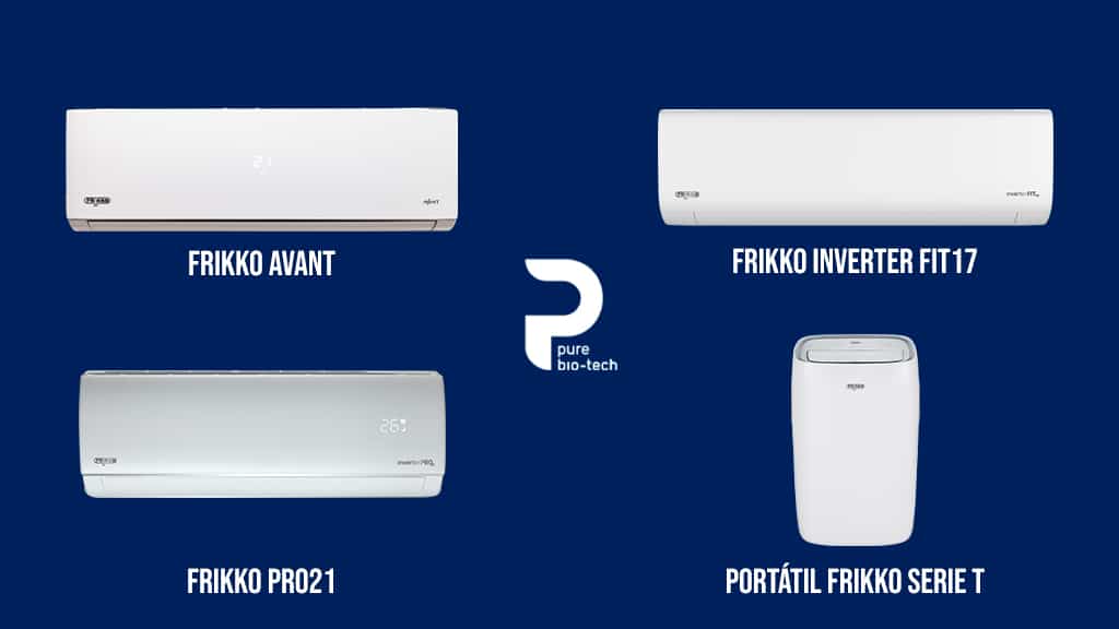 Equipos Frikko: Frikko Avant Aire acondicionado, Frikko Inverter FIT17, Minisplit Frikko PRO21, Aire acondicionado portátil Frikko Serie T