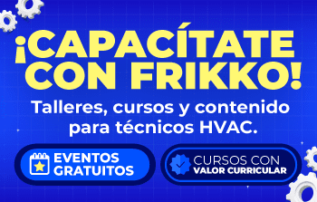 Banner Capacítate con Frikko. Talleres, cursos y contenido para técnicos HVAC.